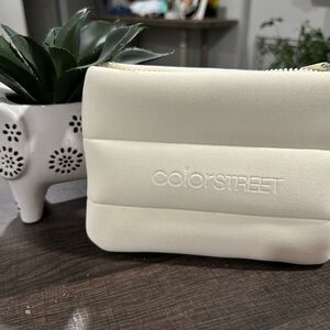 Color Street Cream Padded Cosmetic Case